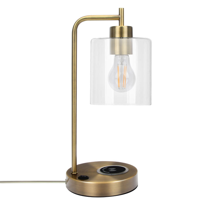 Vintage 16" Brass Table Lamp with Built In Wireless Charger - Monsta Online