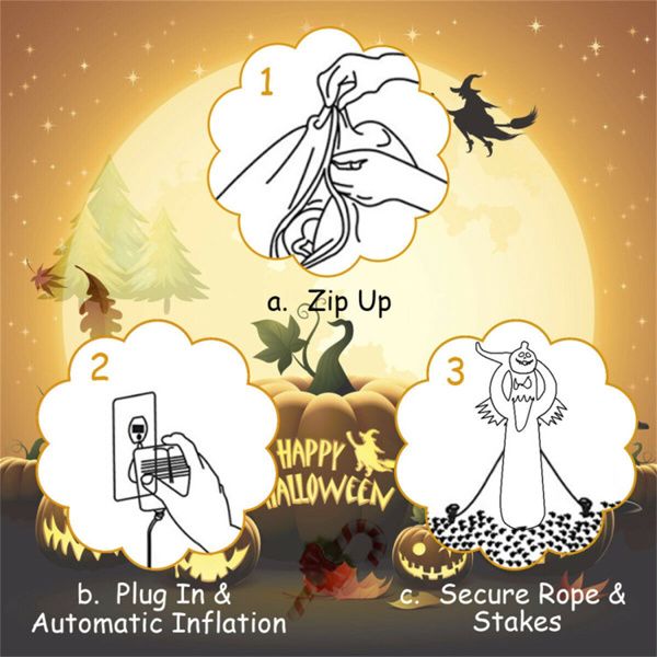 6FT Halloween Inflatable Ghost Holding Pumpkin with LED Lights - Monsta Online
