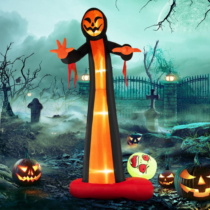 12ft Inflatable Grim Reaper Ghost with Skull and LED Lights - Monsta Online