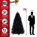 7FT Pre - Lit Black Artificial Christmas Tree — 1916 PE/PVC Tips, 450 Lights, Hinged - Monsta Online