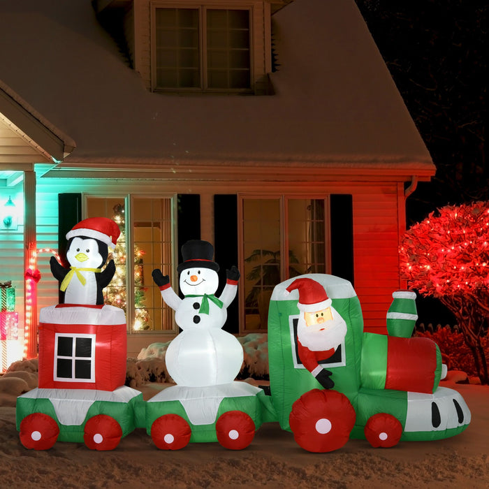 11FT Prelit Inflatable Christmas Train with Santa, Snowman & Penguin with LED Lights - Outdoor Decoration - Monsta Online
