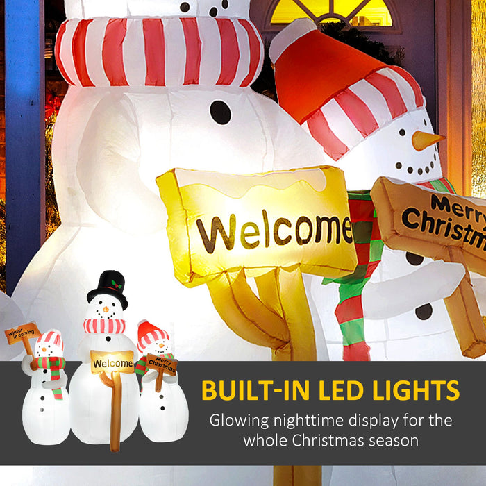 6.1FT Prelit Inflatable Three Snowmen with Signs and LED Lights - Outdoor Christmas Decoration - Monsta Online