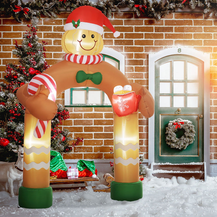 9FT Prelit Inflatable Gingerbread Man Arch with LED Lights - Outdoor Christmas Decoration - Monsta Online