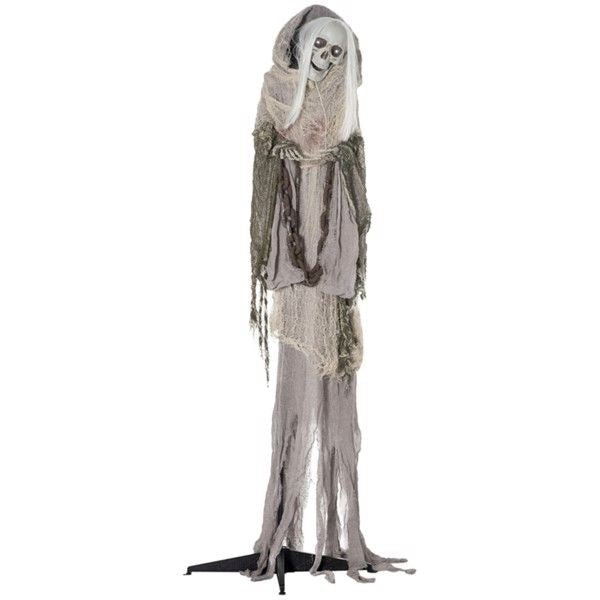 6.2ft Animatronic Halloween Ghost – Motion and Sound Activated with Light - Up Eyes, Turning Movement and Creepy Sounds - Monsta Online