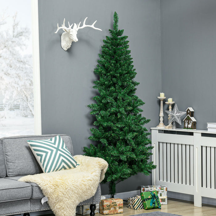 7FT Half Artificial Christmas Tree — 520 Tips, Auto - Open Hinged, Unlit, Space - Saving, Steel Base - Monsta Online
