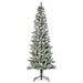 6FT Snow Flocked Pencil Artificial Christmas Tree — 394 Tips, Unlit, Auto - Open, Steel Base, Green & White - Monsta Online
