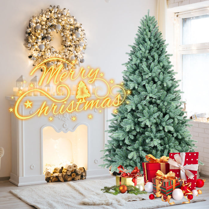 8FT Blue - Green Artificial Christmas Tree — 2458 Tips, PE+PVC, Full Shape, Hinged, Metal Stand - Monsta Online