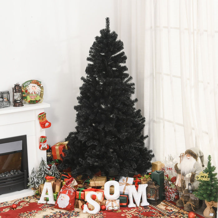 7FT Black Pencil Artificial Christmas Tree — 1346 Tips, Unlit, Auto - Open, Slim Space - Saving, Metal Base - Monsta Online