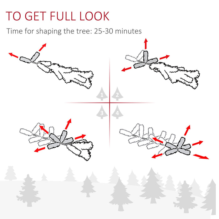 6FT Snow Flocked Pencil Artificial Christmas Tree — 394 Tips, Unlit, Auto - Open, Steel Base, Green & White - Monsta Online