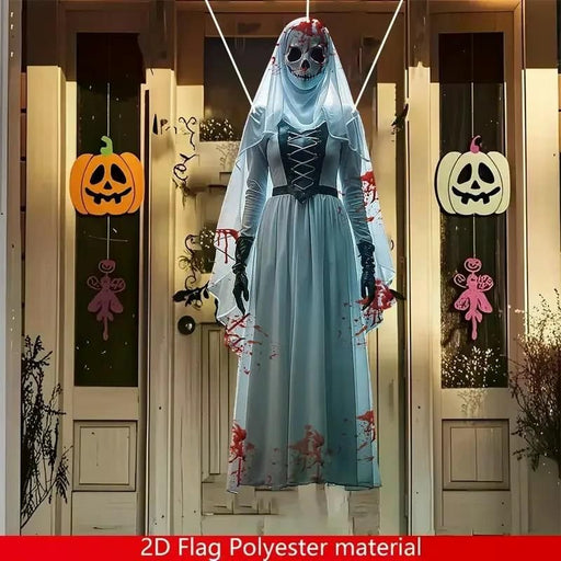 Halloween Hanging Skull Bride – 2D Horror Background for Haunted House and Party Décor - Monsta Online