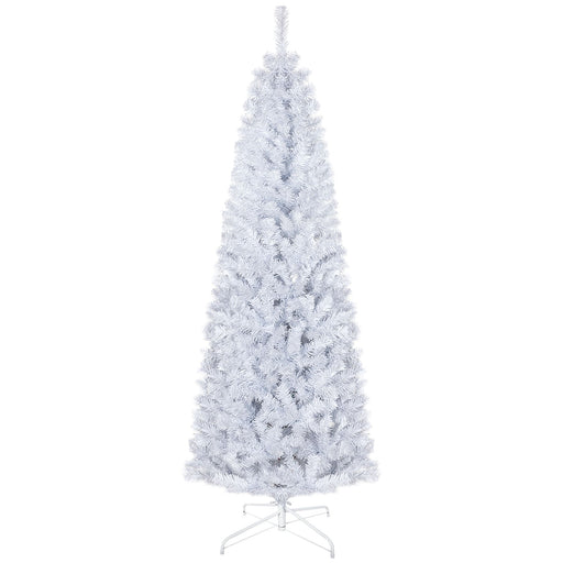 6FT White Pencil Artificial Christmas Tree — 618 Tips, Slim Space - Saving, Steel Stand, Unlit - Monsta Online