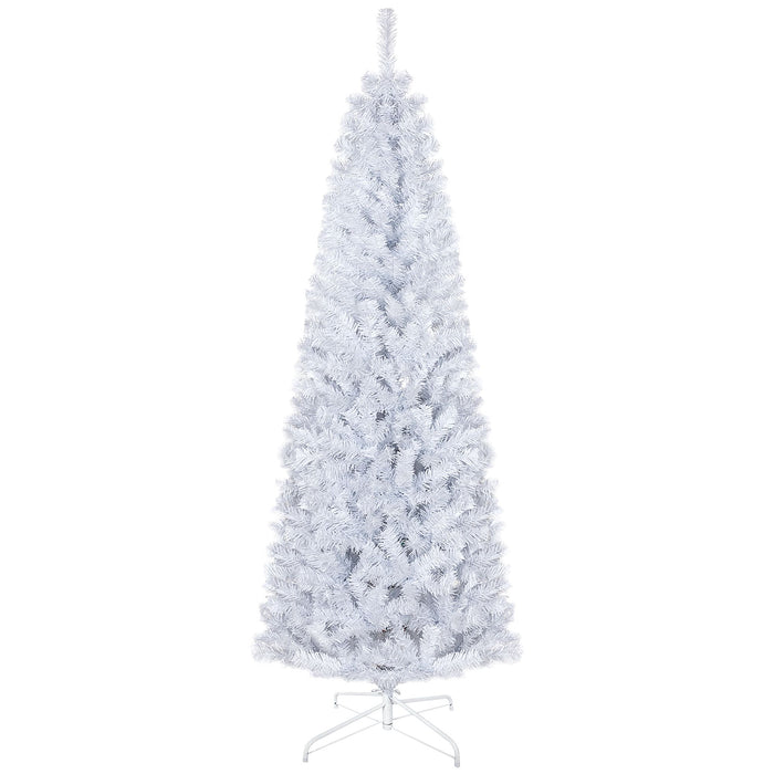 6FT White Pencil Artificial Christmas Tree — 618 Tips, Slim Space - Saving, Steel Stand, Unlit - Monsta Online