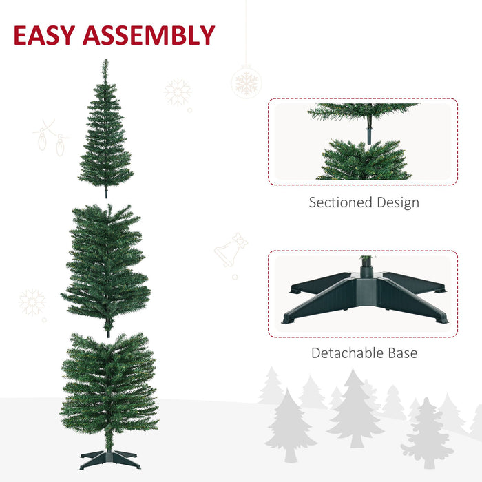 7FT Pencil Artificial Christmas Tree — 499 Tips, Unlit, Slim, Green, Plastic Stand - Monsta Online