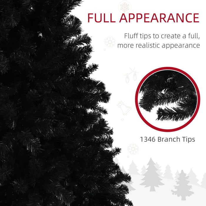 7.5FT Black Artificial Christmas Tree — 1346 Tips, Auto - Open Hinged, Full Shape, Steel Base - Monsta Online