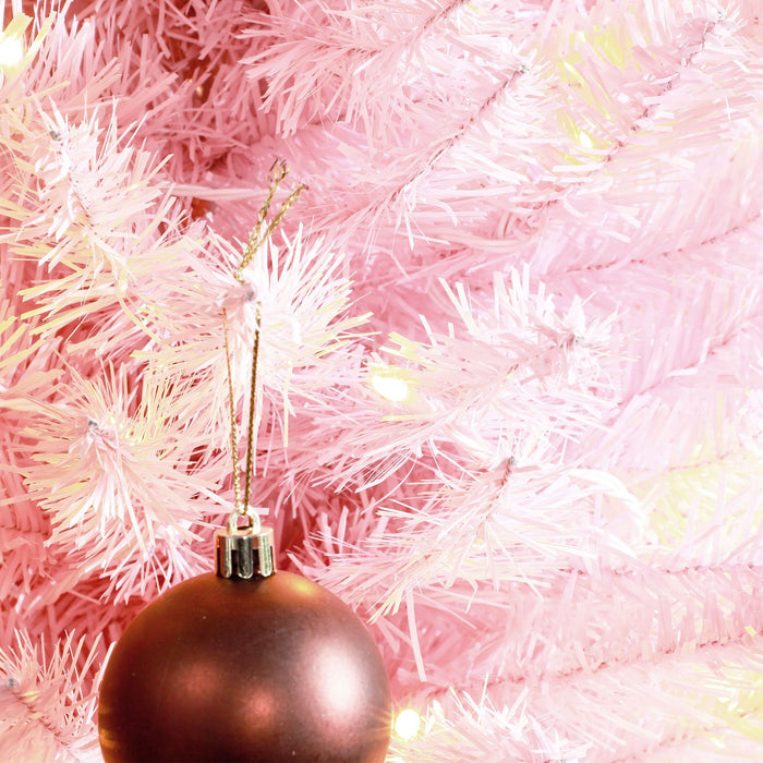 8FT Pink Pre - Lit Pencil Artificial Christmas Tree — 300 Warm White LEDs, 618 Tips, Slim, Steel Base - Monsta Online