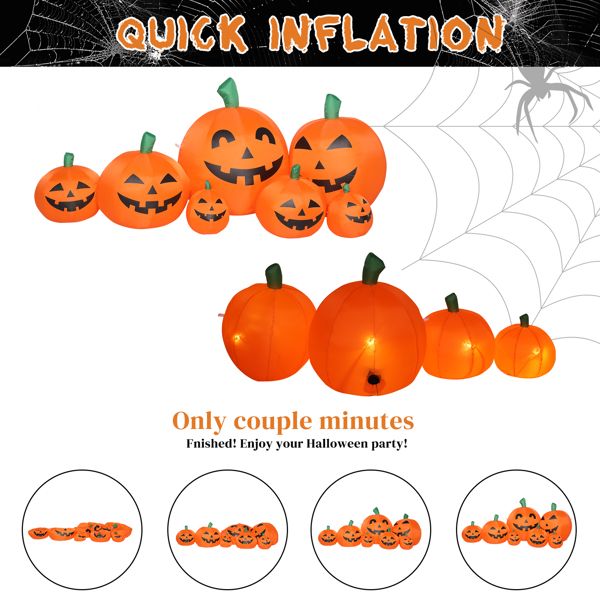 7FT Pumpkin Inflatable Halloween Decoration with 7pcs LED String Lights - Monsta Online