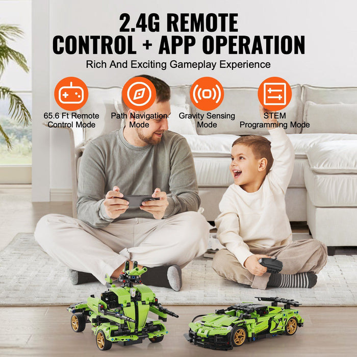 2 in 1 STEM Car/Robot Building Toy with 461 PCS Remote Control and Dual Batteries for Kids - Monsta Online
