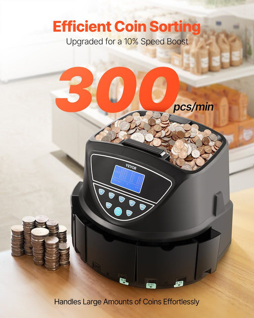 Automatic Coin Counter and Sorter Machine with Wrapping Tubes and 2000 Coin Capacity - Monsta Online