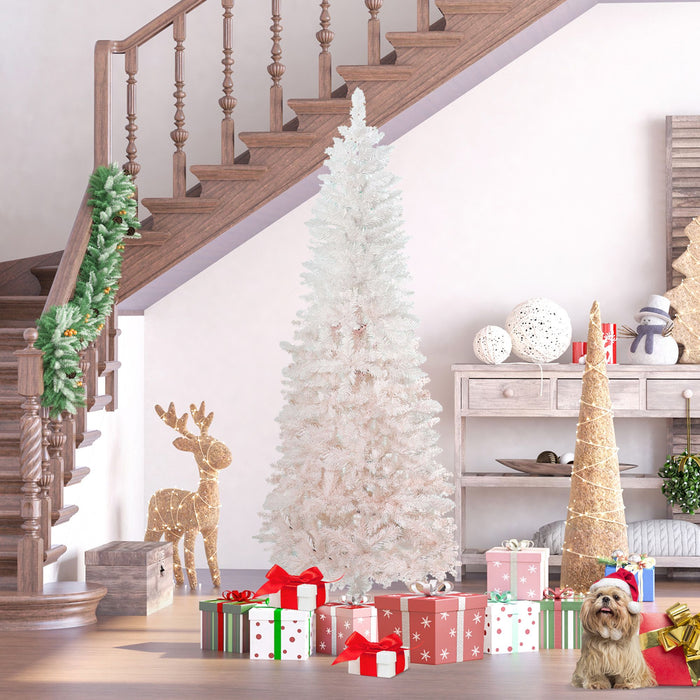 6FT Ombre Pink & White Pencil Artificial Christmas Tree — 406 Tips, Unlit, Auto - Open, Slim Space - Saving - Monsta Online