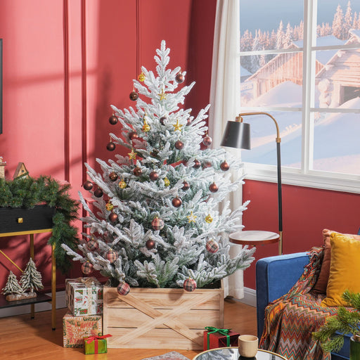 6FT Flocked Artificial Christmas Tree — 795 Tips, Auto - Open Hinged, Snow - Dipped, Steel Base - Monsta Online