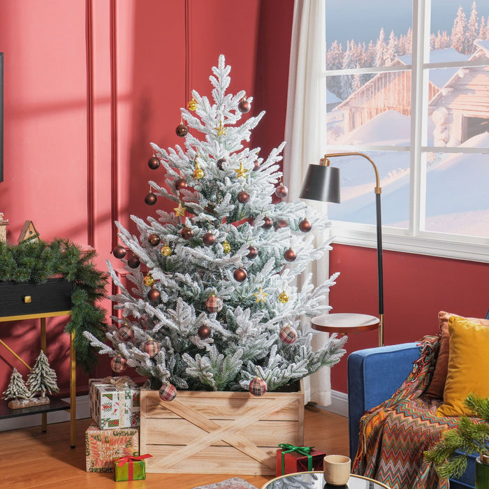 6FT Flocked Artificial Christmas Tree — 795 Tips, Auto - Open Hinged, Snow - Dipped, Steel Base - Monsta Online