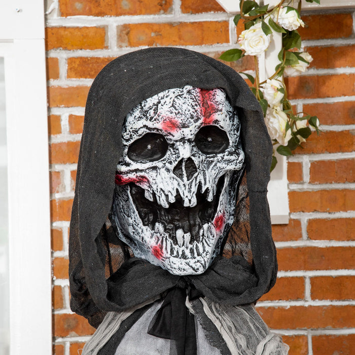 6ft Halloween Animatronic Skeleton Witch – Sound Activated with Light - Up Eyes, Glowing Chest and Creepy Chain Howls - Monsta Online