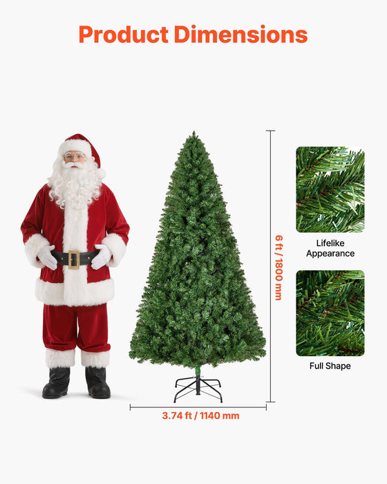 6FT Full Artificial Christmas Tree — 1250 Tips, Metal Base - Monsta Online
