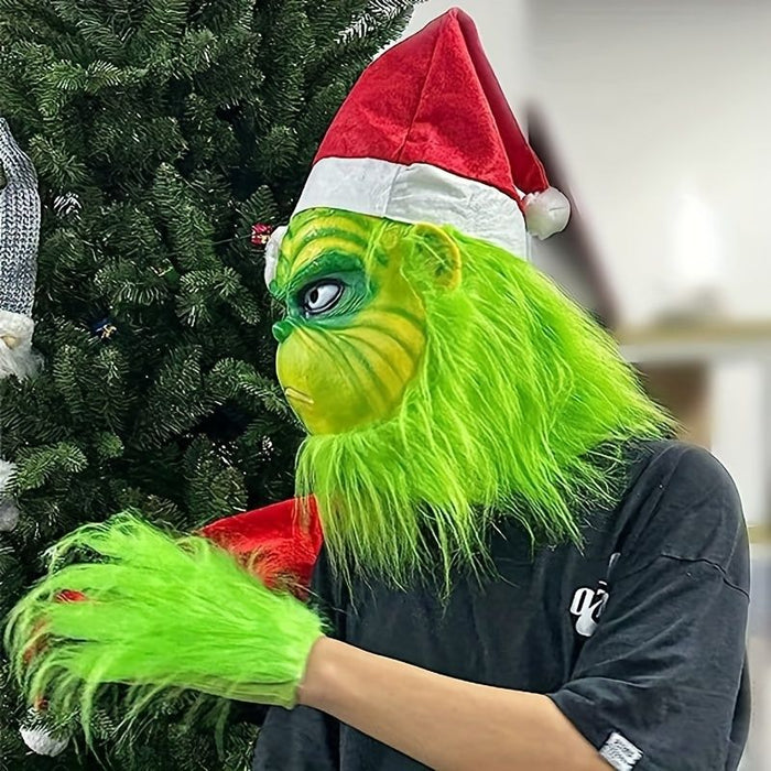 Halloween Green Monster Santa Mask – Cosplay Suit with Mask & Gloves - Monsta Online