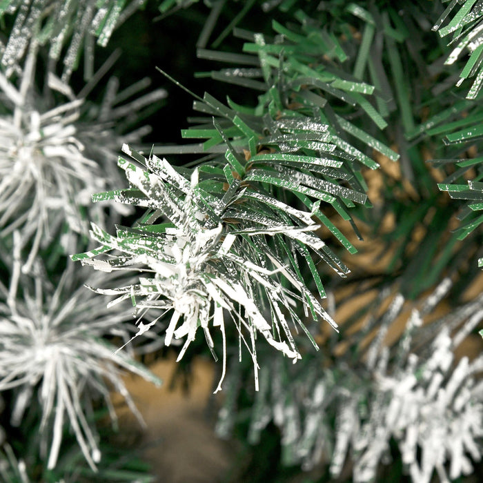 6FT Snow Flocked Artificial Christmas Tree — 800 Tips, 61 Pine Cones, Unlit, Auto - Open Hinged, Steel Base - Monsta Online