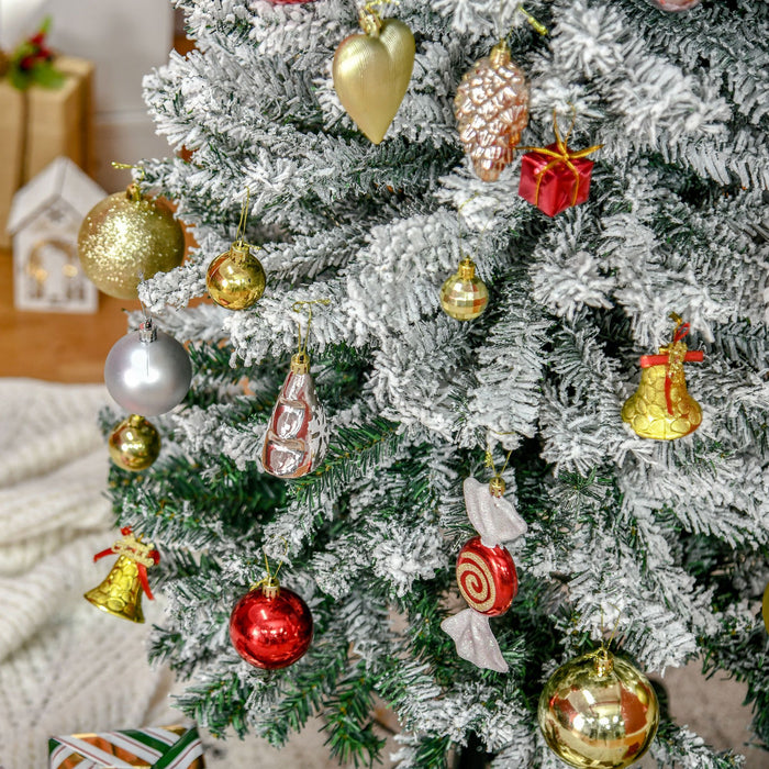 7.5FT Snow Flocked Pencil Artificial Christmas Tree — 738 Tips, Unlit, Slim Space - Saving, Metal Base - Monsta Online