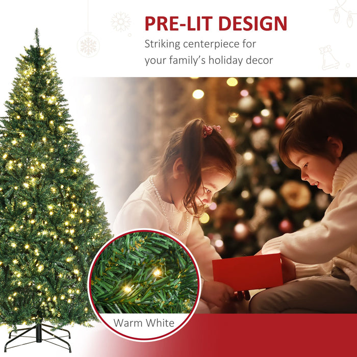 7FT Full Douglas Fir Pre - Lit Artificial Christmas Tree — 700 Warm White LEDs, 2154 Tips, Metal Base - Monsta Online