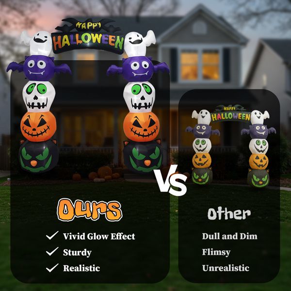8.2FT Halloween Inflatable Pumpkin Archway with LED Lights – Giant Blow Up Halloween Decoration - Monsta Online