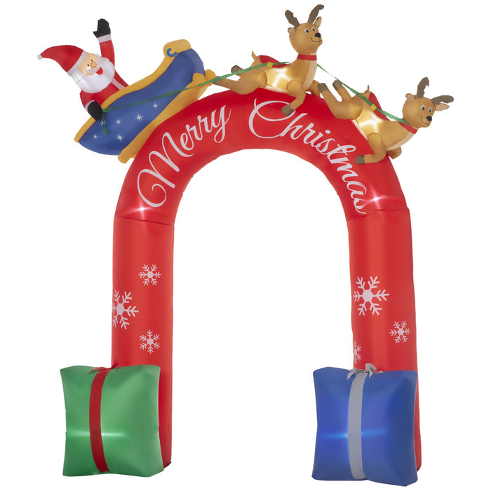 9FT Prelit Inflatable Christmas Arch with Santa Claus Riding Sleigh and LED Lights - Outdoor Decoration - Monsta Online