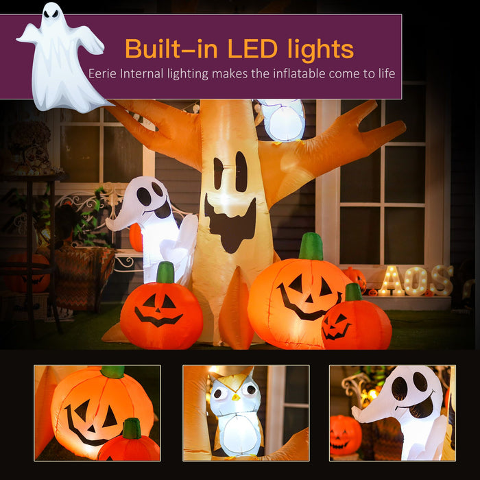 7.5ft Inflatable Halloween Haunted Tree with Owl, Ghost and Pumpkins - Monsta Online