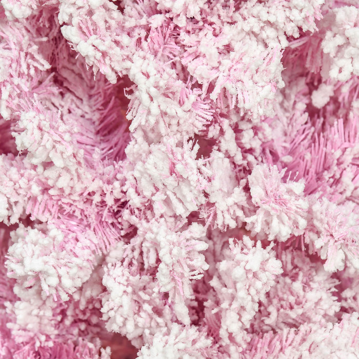 7.5FT Flocked Pink Pencil Artificial Christmas Tree — 800 Snow Tips, Unlit, Auto - Open, Slim Space - Saving - Monsta Online