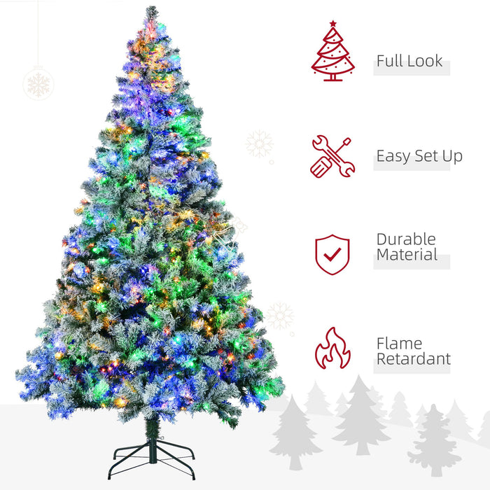 7.5FT Snow Flocked Pre - Lit Artificial Christmas Tree — 550 Dual - Color LEDs, 7 Modes, 1149 Tips, Auto - Open - Monsta Online