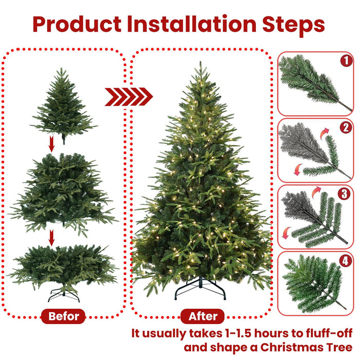 4FT Pre - Lit Artificial Christmas Tree — 907 PE/PVC Tips, 150 Lights, Foldable Metal Base - Monsta Online
