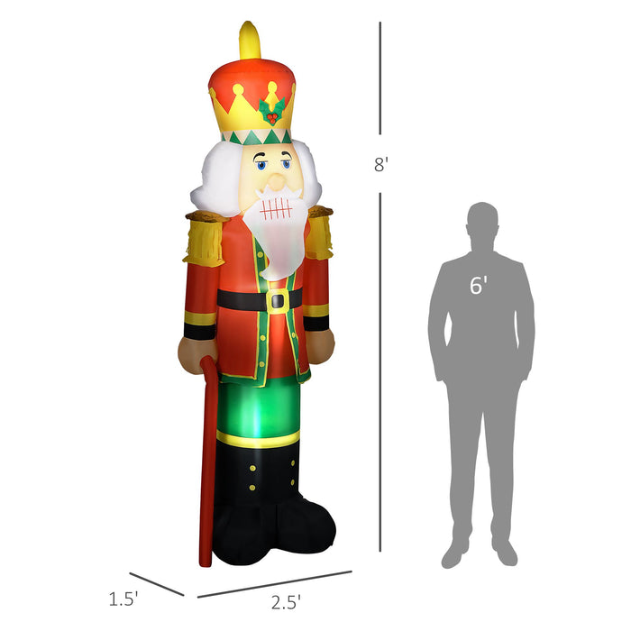 8FT Prelit Inflatable Nutcracker Soldier with 4 White LED Lights - Outdoor Christmas Decoration - Monsta Online