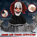 6ft Animatronic Halloween Clown – Sound Activated Red Haired Creepy Standing Prop, Creepy Sounds and Glowing LED Eyes - Monsta Online