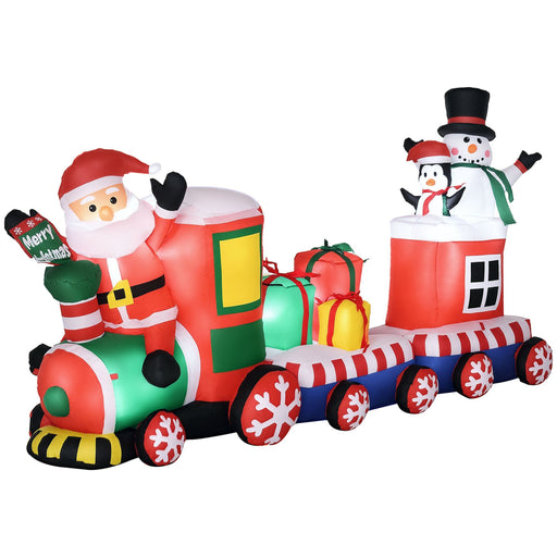 8FT Prelit Inflatable Christmas Train with Santa, Snowman & Penguin with LED Lights - Outdoor Decoration - Monsta Online