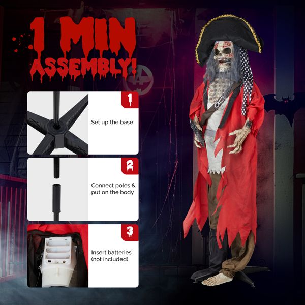 6.3ft Animatronic Halloween Pirate – Motion and Sound Activated with Shaking Head and Creepy Talking - Monsta Online
