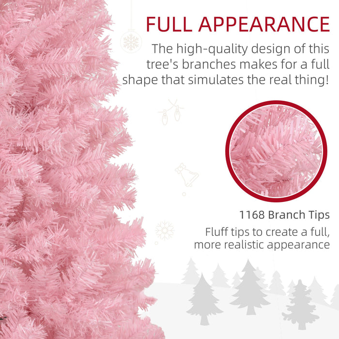 8FT Pink Pencil Artificial Christmas Tree — 1168 Douglas Fir Tips, Unlit, Auto - Open, Slim, Steel Base - Monsta Online
