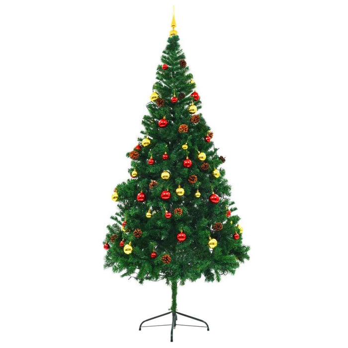7FT Pre‑Lit Artificial Christmas Tree with Baubles — 200 LEDs, 910 Tips, USB Powered - Monsta Online
