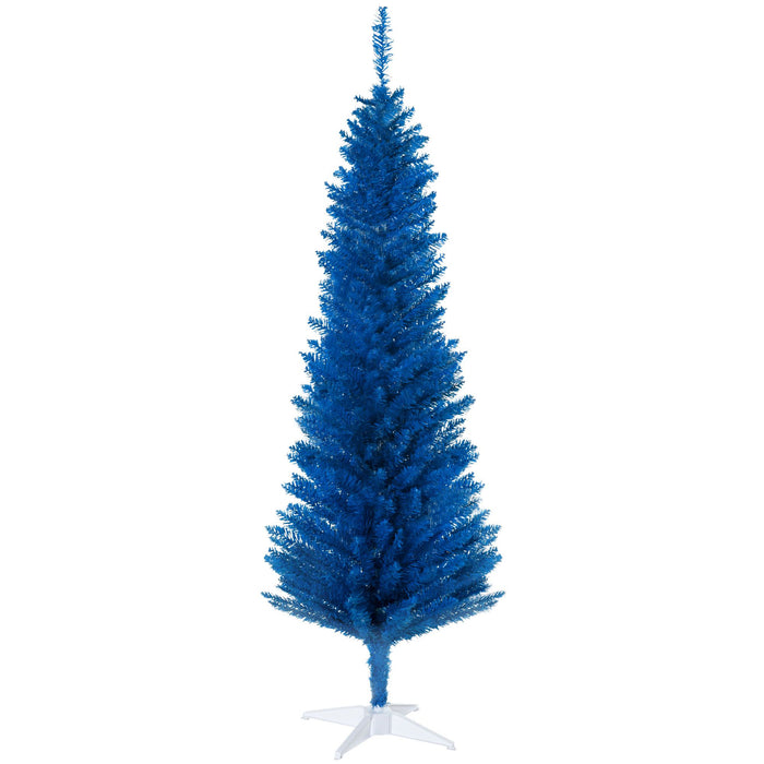 5FT Blue Pencil Artificial Christmas Tree — 294 Tips, Unlit, Slim Space - Saving, Plastic Stand - Monsta Online