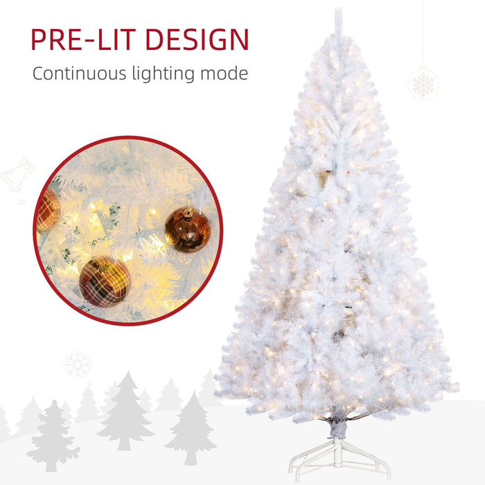 7.5FT White Pre - Lit Artificial Christmas Tree — 500 Warm White LED Lights, 1346 Tips, Hinged, Metal Base - Monsta Online