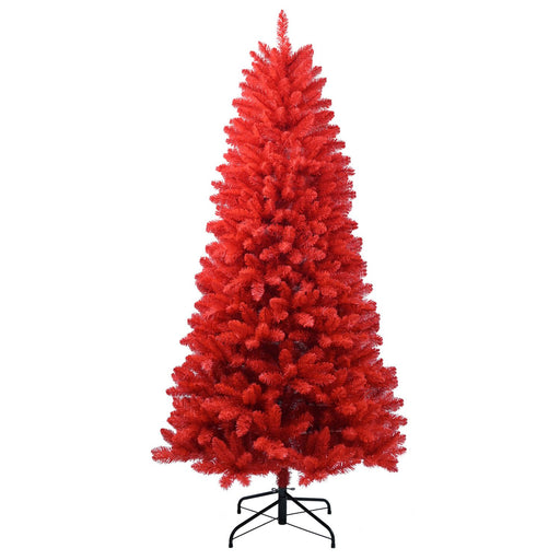 4FT Unlit Red Artificial Christmas Tree — 440 Tips, Full Realistic, Metal Stand - Monsta Online