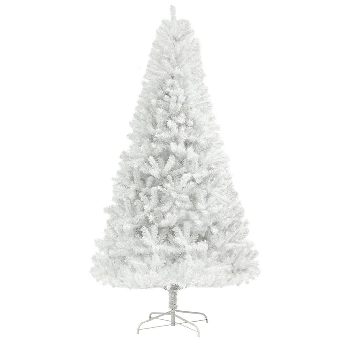 6FT White Artificial Christmas Tree — 1000 Tips, Unlit, Auto - Open Hinged, Wide Full Shape, Steel Base - Monsta Online