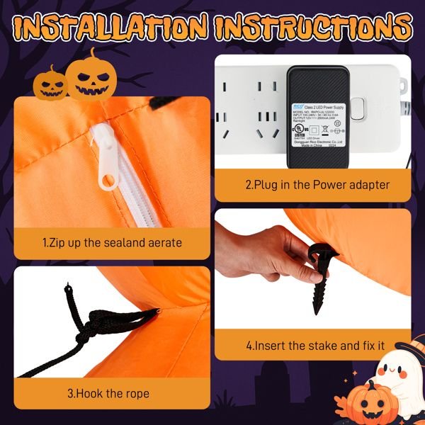 9FT Halloween Inflatable Stacked Pumpkins with LED Lights - Monsta Online