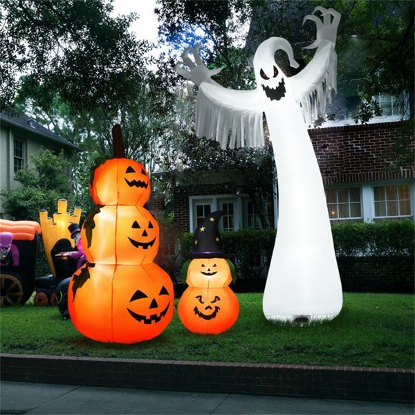12FT Halloween Inflatable Ghost with LED Lights – Giant Blow Up Yard Decoration - Monsta Online