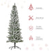 6FT Snow Flocked Pencil Artificial Christmas Tree — 394 Tips, Unlit, Auto - Open, Steel Base, Green & White - Monsta Online
